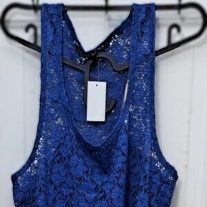 New Beautiful Casual Formal Halter Lace Blue Tank Top